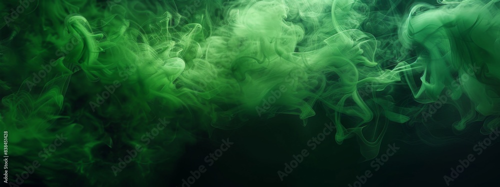 Abstract Green Smoke on Black Background