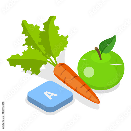 3D Isometric Flat Vector Illustration of Vitamins And Minerals, Healthy Food Supplements. Item 6
