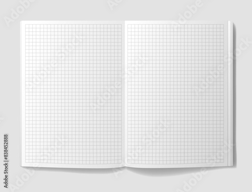 grid white realistic notebook with shadow