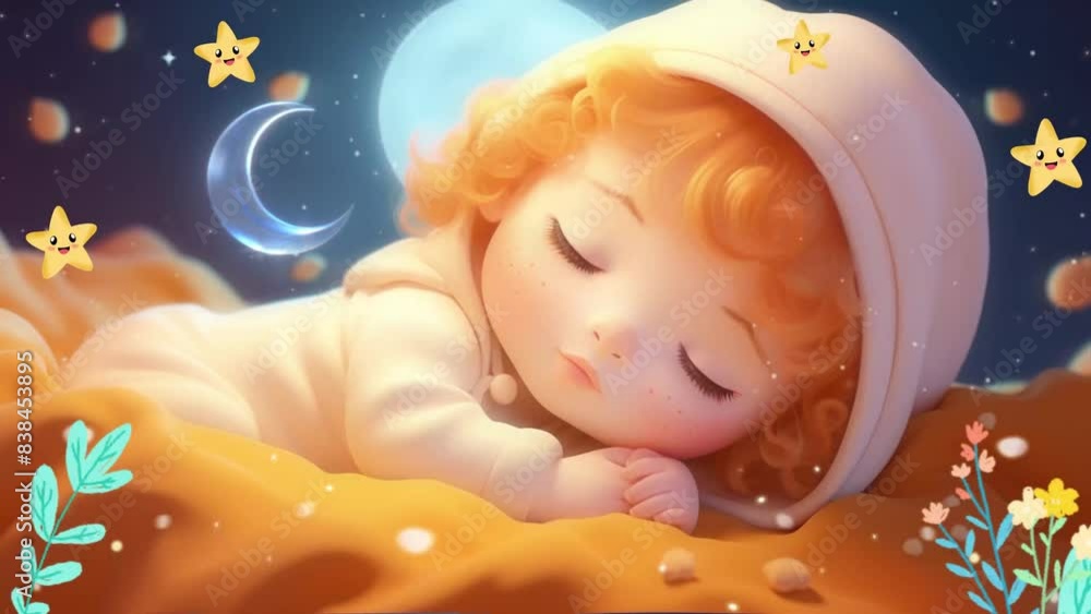 Babies fall a sleep animation for lullaby music, looped video background Babies fall a sleep animation for lullaby music, looped video background