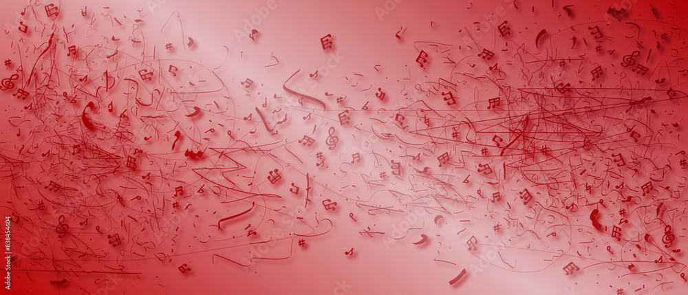 minimalistic grungy random doodle strokes and music note on red background minimalistic grungy random doodle strokes and music note on red background