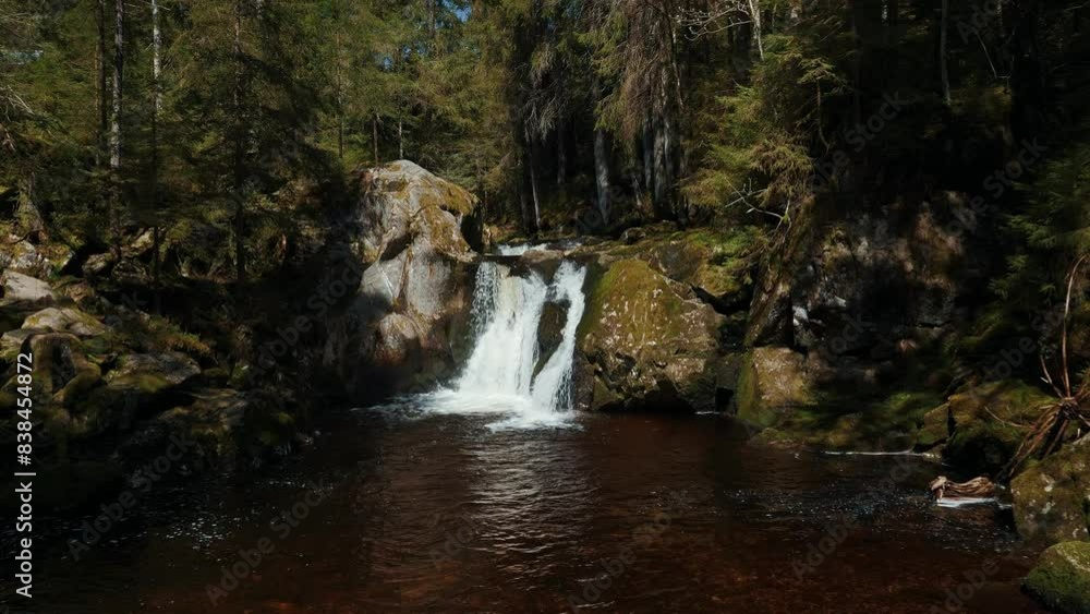 Beautiful waterfall with clear water of mountain river in Schwarzwald, Germany Beautiful waterfall with clear water of mountain river in Schwarzwald, Germany