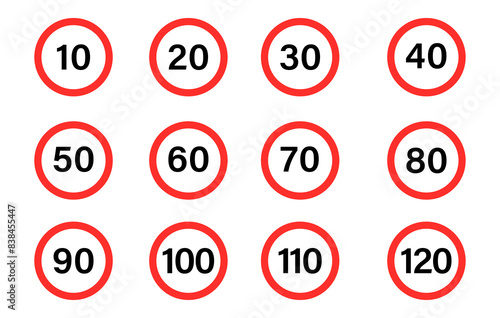 Speed ​​limit set. Road sign. Vector