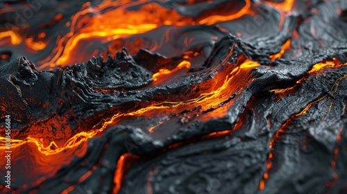 3D rendering of cooled volcanic lava texture.  