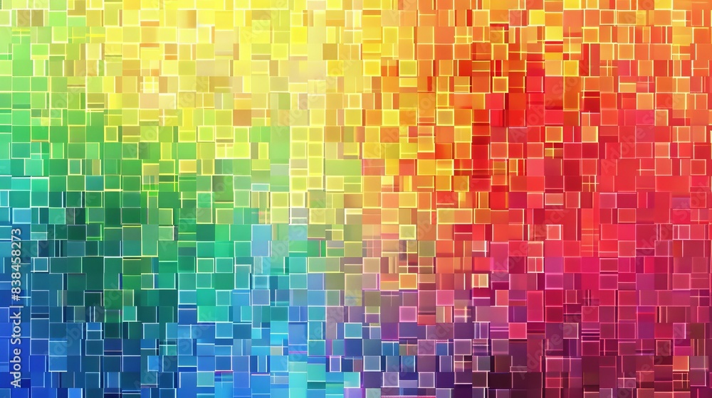 A pixelated mosaic texture with a vertical gradient of rainbow colors.
A pixelated mosaic texture with a vertical gradient of rainbow colors.