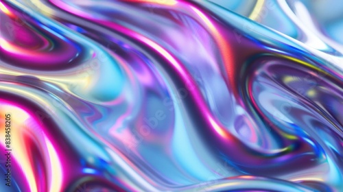 A close-up of smooth silver fluid waves with an LED texture background.