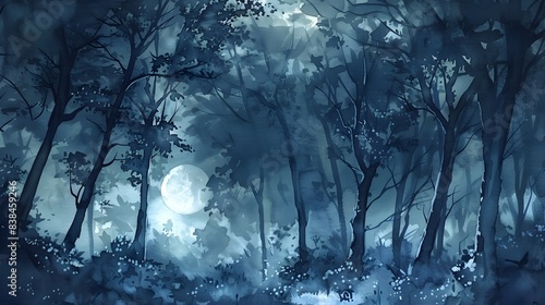 Mystical Moonlit Enchanted Forest Landscape © Everything by Rachan