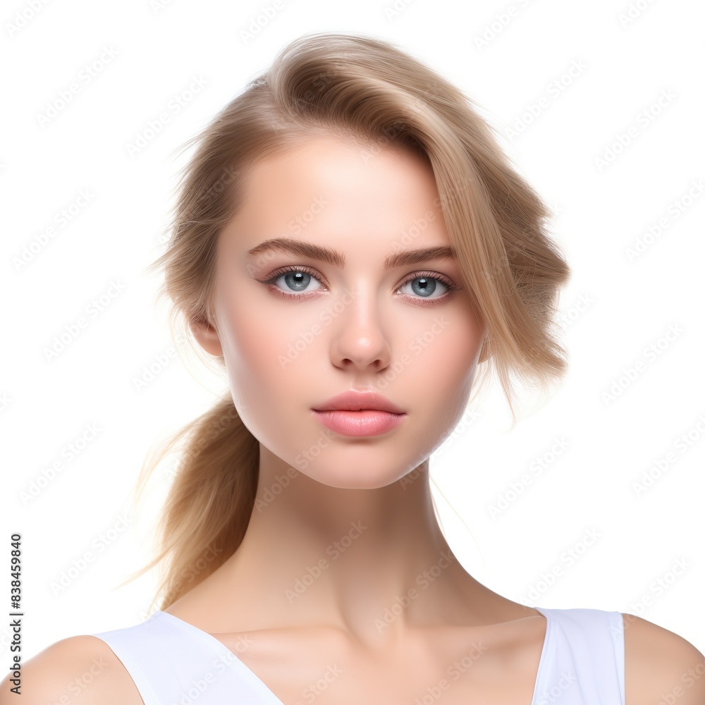 photostock Portrait of a beautiful young woman bright skin on studio background photostock Portrait of a beautiful young woman bright skin on studio background