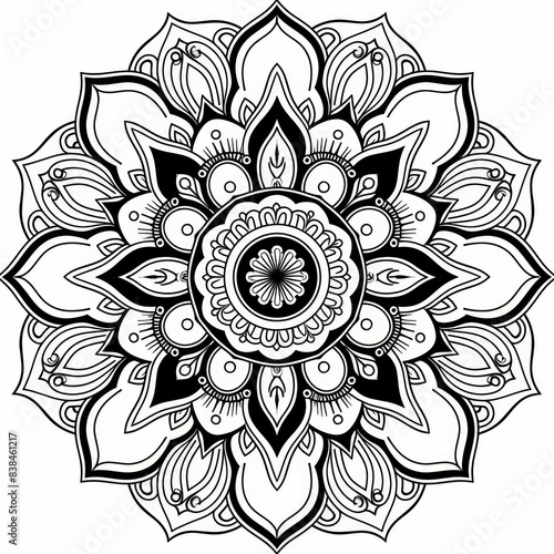 black and white spiritual symbol mandala coloring book