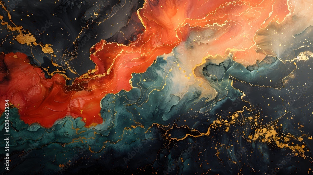 Baroque kintsugi watercolor, In the holographic display, revolution is ...