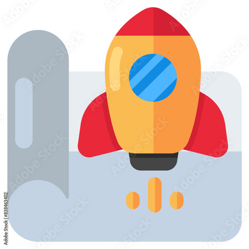 Conceptual flat design icon of launch