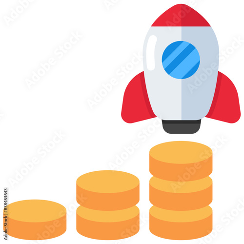 Conceptual flat design icon of growth launch
