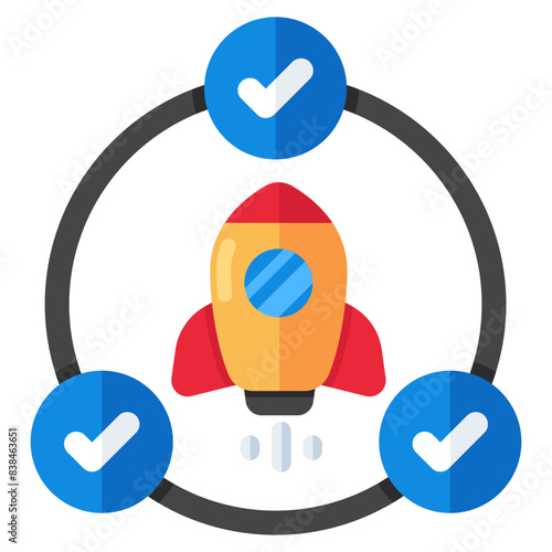 Conceptual flat design icon of launch