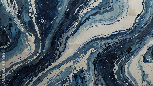 Blue and White Marbled Texture - Serene Elegance in Harmony © Artistic Visions