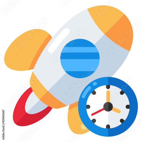 Conceptual flat design icon of launch