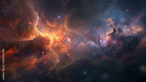 A mesmerizing galactic space scene with swirling nebulae and twinkling stars.