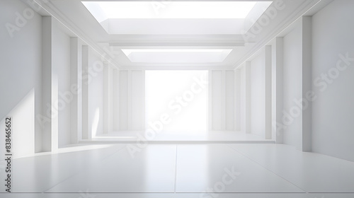 Empty modern white room with lights and shadows of window mock up