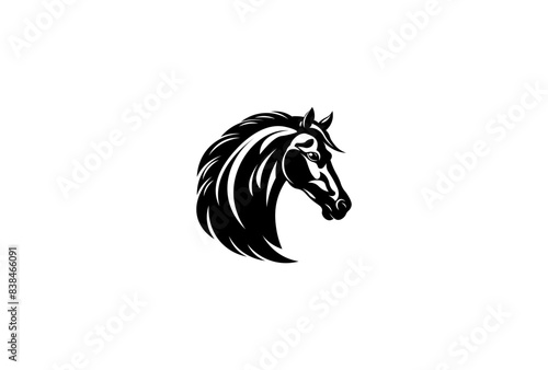 Portrait of a horse with a mane in a minimalist style. Vector illustration