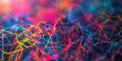 Fractal Chaos: A tangled web of colored string, stretching towards infinity. photo