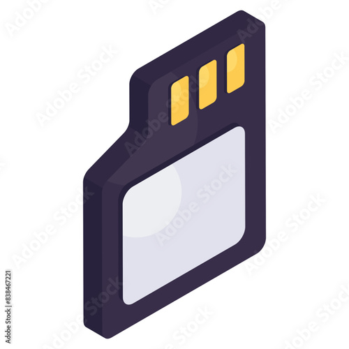 An isometric design icon if memory card