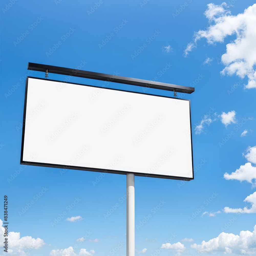 Empty shop signboard with blue sky background Empty shop signboard with blue sky background