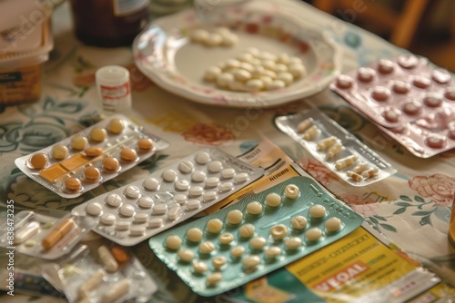 Family Planning Essentials: Contraceptive Pills, Condoms, and Informational Leaflets for Comprehensive Health Education