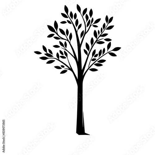 Beautiful tree silhouette vector white background