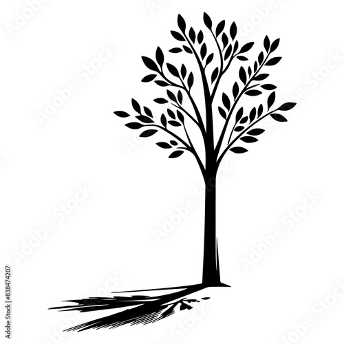 Beautiful tree silhouette vector white background