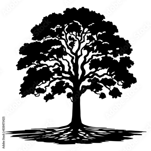 Beautiful tree silhouette vector white background