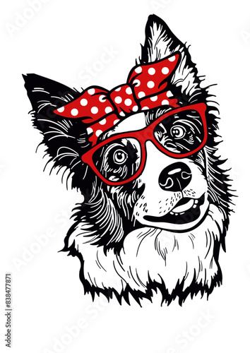 Australian Shepherd, vector illustration, herding dog, intelligent dog, cartoon Australian Shepherd, pet animal, breed illustration, playful dog, working dog, animal art

