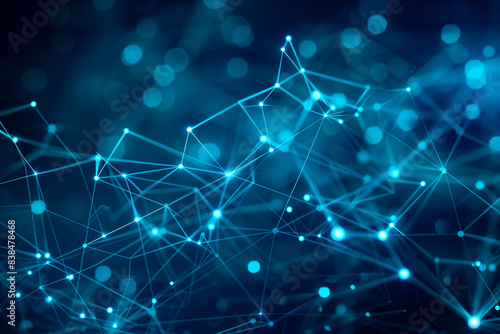 Abstract Network Connections with Blue-Toned Dots and Lines