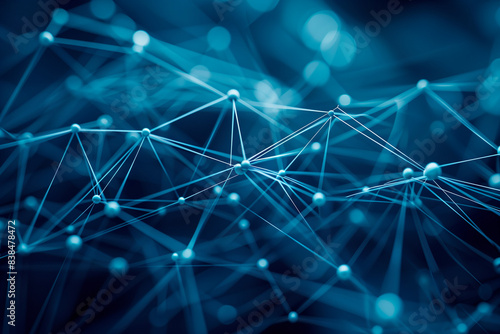 Abstract Network Connections with Blue-Toned Dots and Lines