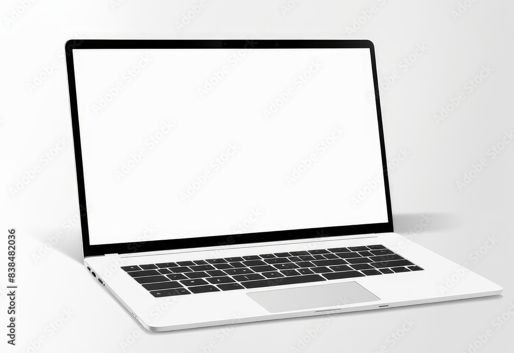 Fototapeta premium white screen laptop mockup isolated on white background.