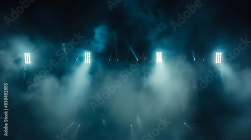 Bright stadium arena lights and smoke © B-Ast-BRT