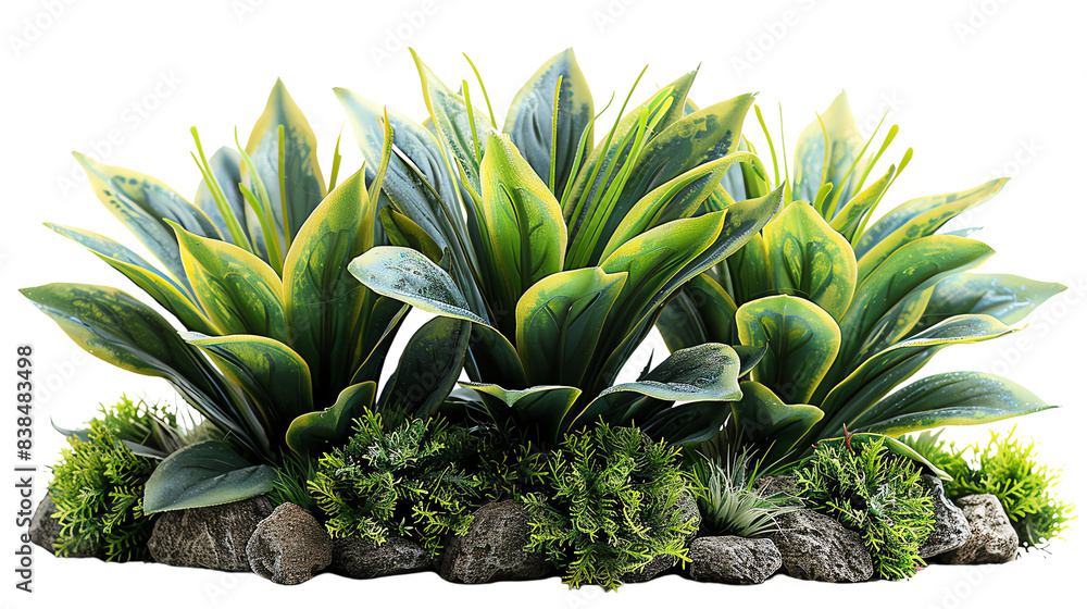 Obraz premium Artificial intelligence technology creates a realistic 3D rendering of a green plant.
