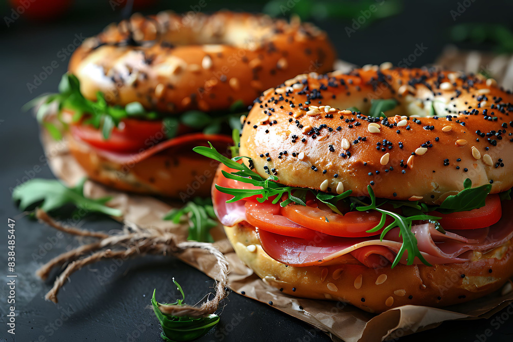 sandwich with bacon and vegetables