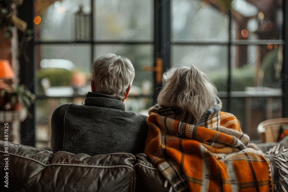 Fototapeta premium People seated on sofa gazing outside