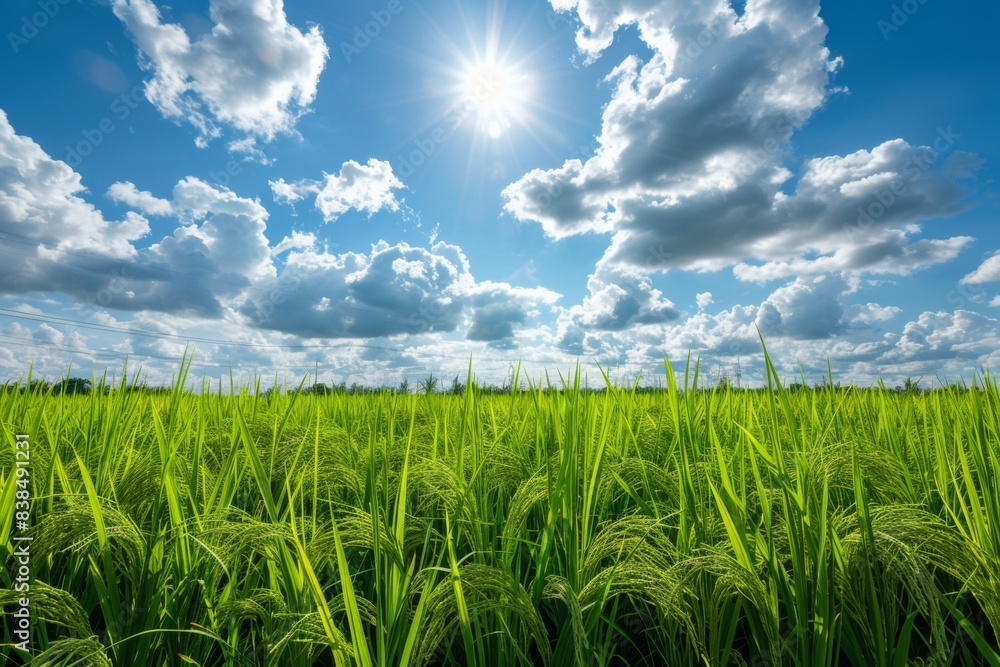 Fototapeta premium Sunlit grass field