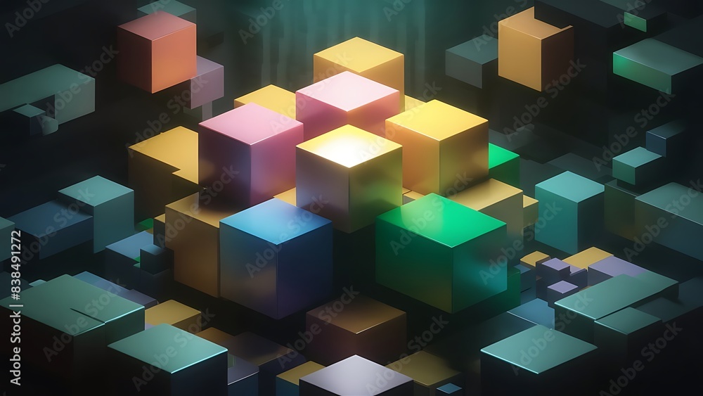 Obraz premium abstract background with coloured cubes wallpaper