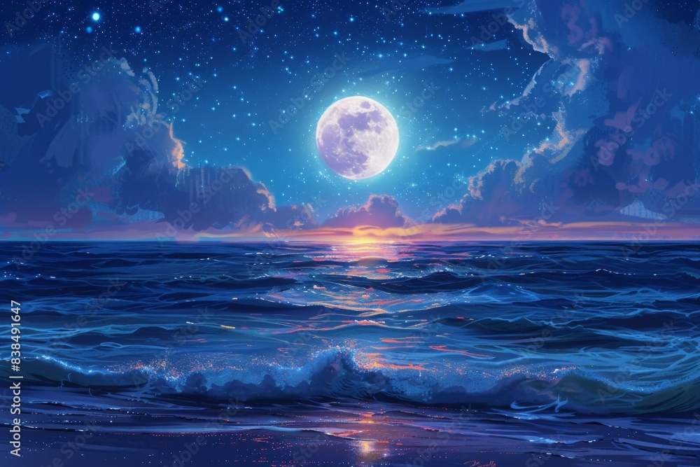 Moonlit sky over ocean Moonlit sky over ocean