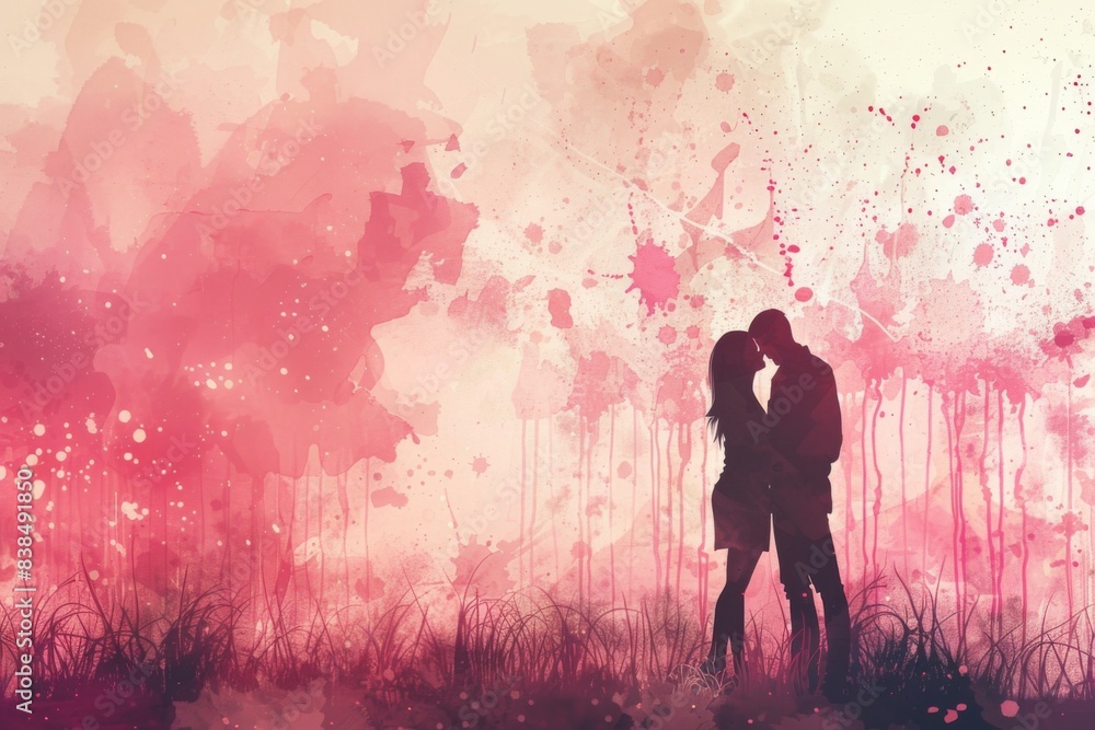 Pair in field, pink backdrop Pair in field, pink backdrop