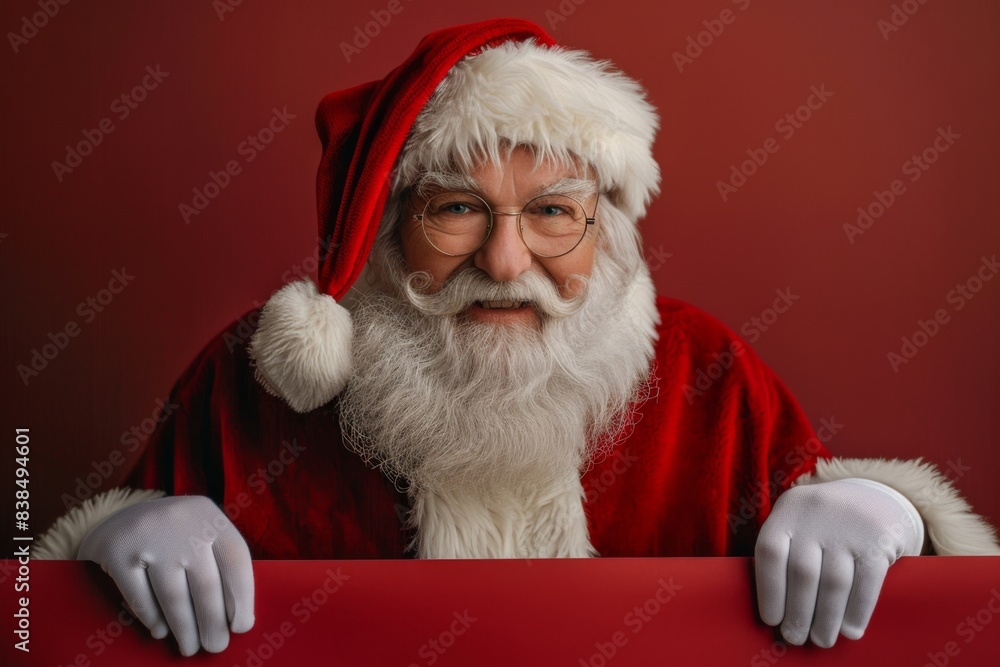 Naklejka premium Santa holds red sign