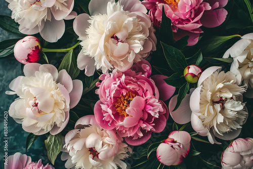 pink and white peonies flowers background