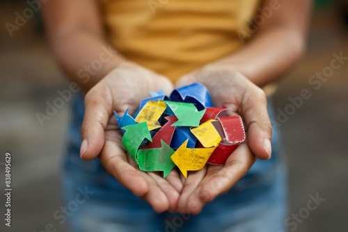 Wallpaper Mural Person holding vibrant paper stack Torontodigital.ca