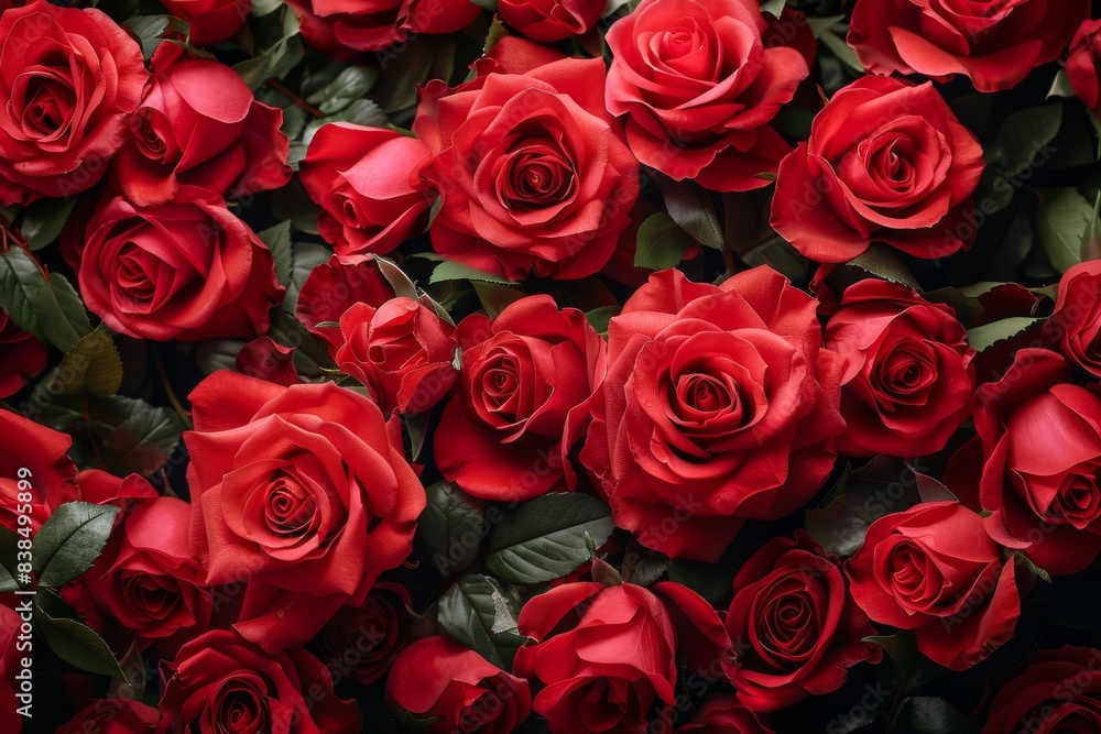 Group of red roses bunched together Group of red roses bunched together