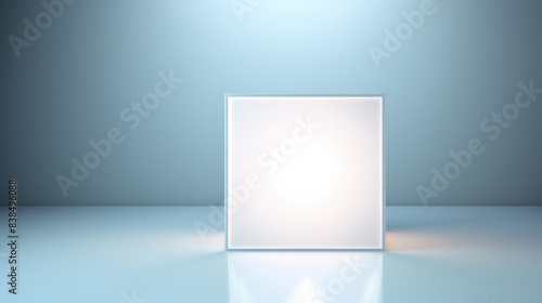 Reflective 3D Glass Cube in Clean Studio Light: Perfect for Presenting Tech Logos and Exclusive Concepts