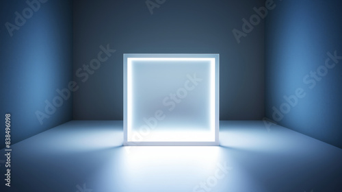 Modern Glass Cube Reflecting Light in Clean Studio  Ideal for Tech Logos and Future-Oriented Designs