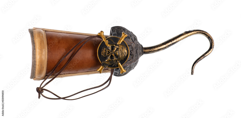 pirate hook on hand isolated on white background pirate hook on hand isolated on white background