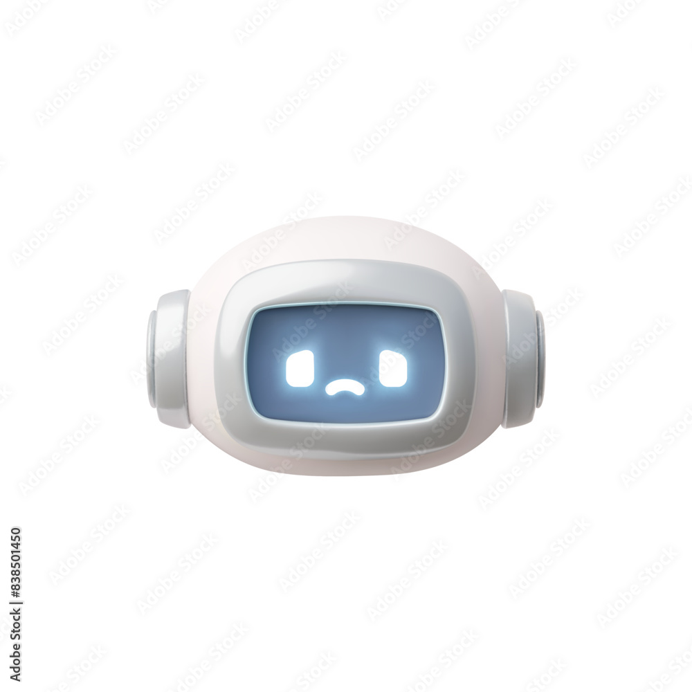 Fototapeta premium Vector 3D illustration, sad AI chatbot. Isolated background.