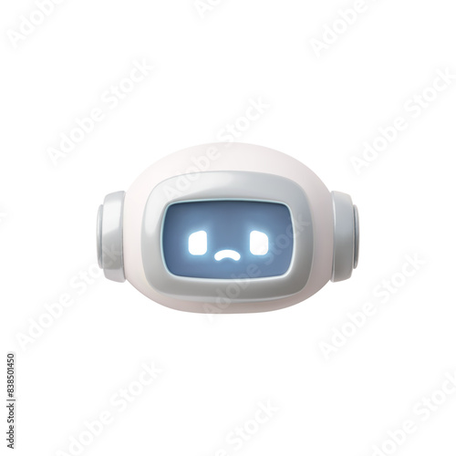 Vector 3D illustration, sad AI chatbot. Isolated background.